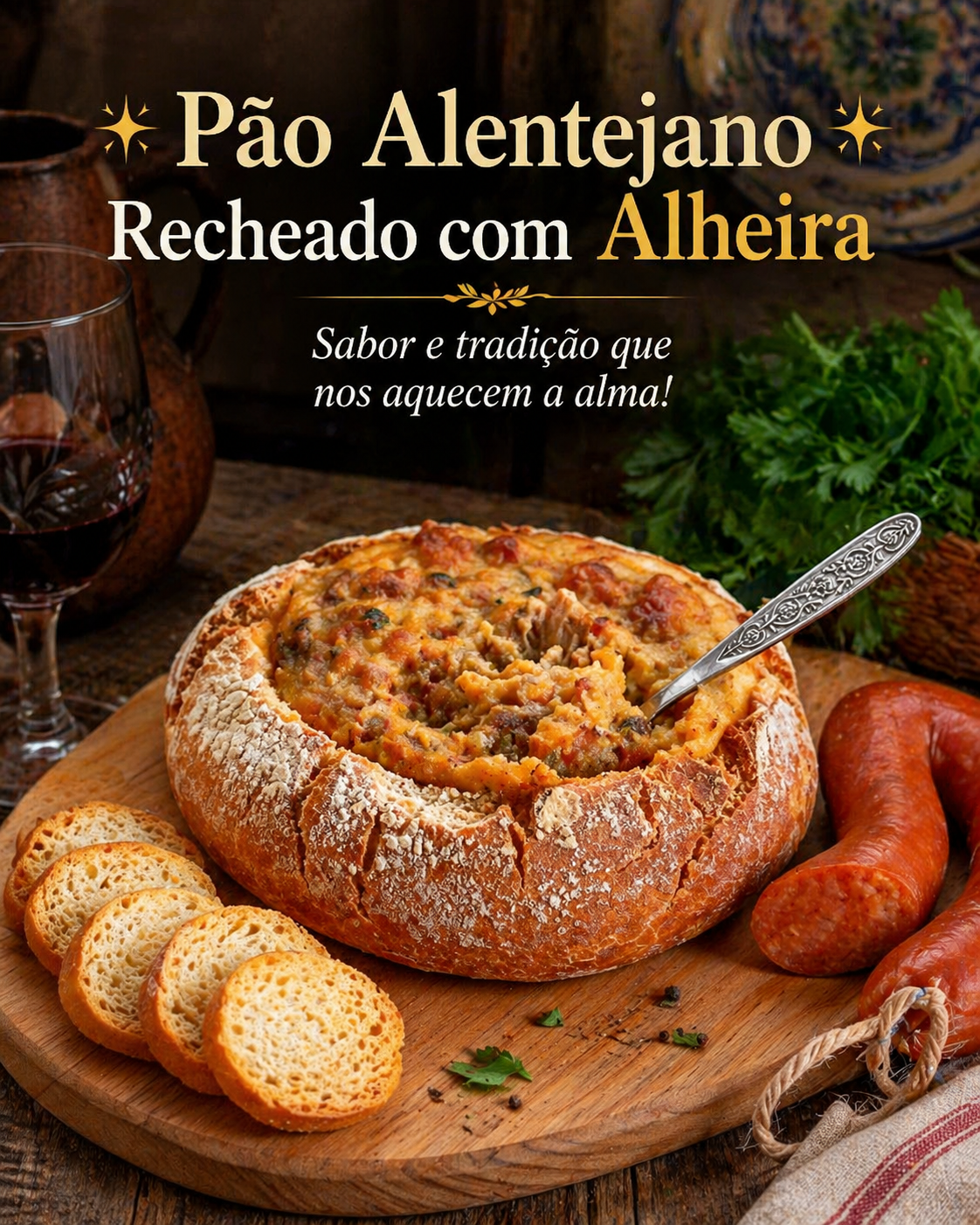 Pão Alentejano recheado com Alheira