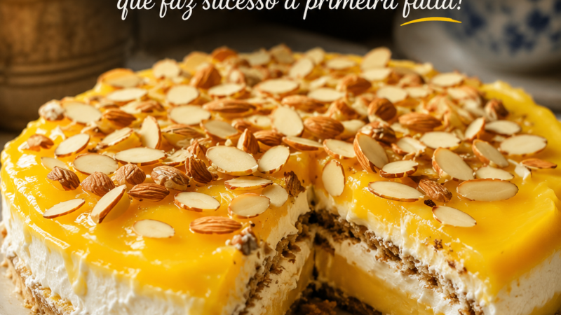 BOLO DE CREME E AMÊNDOAS