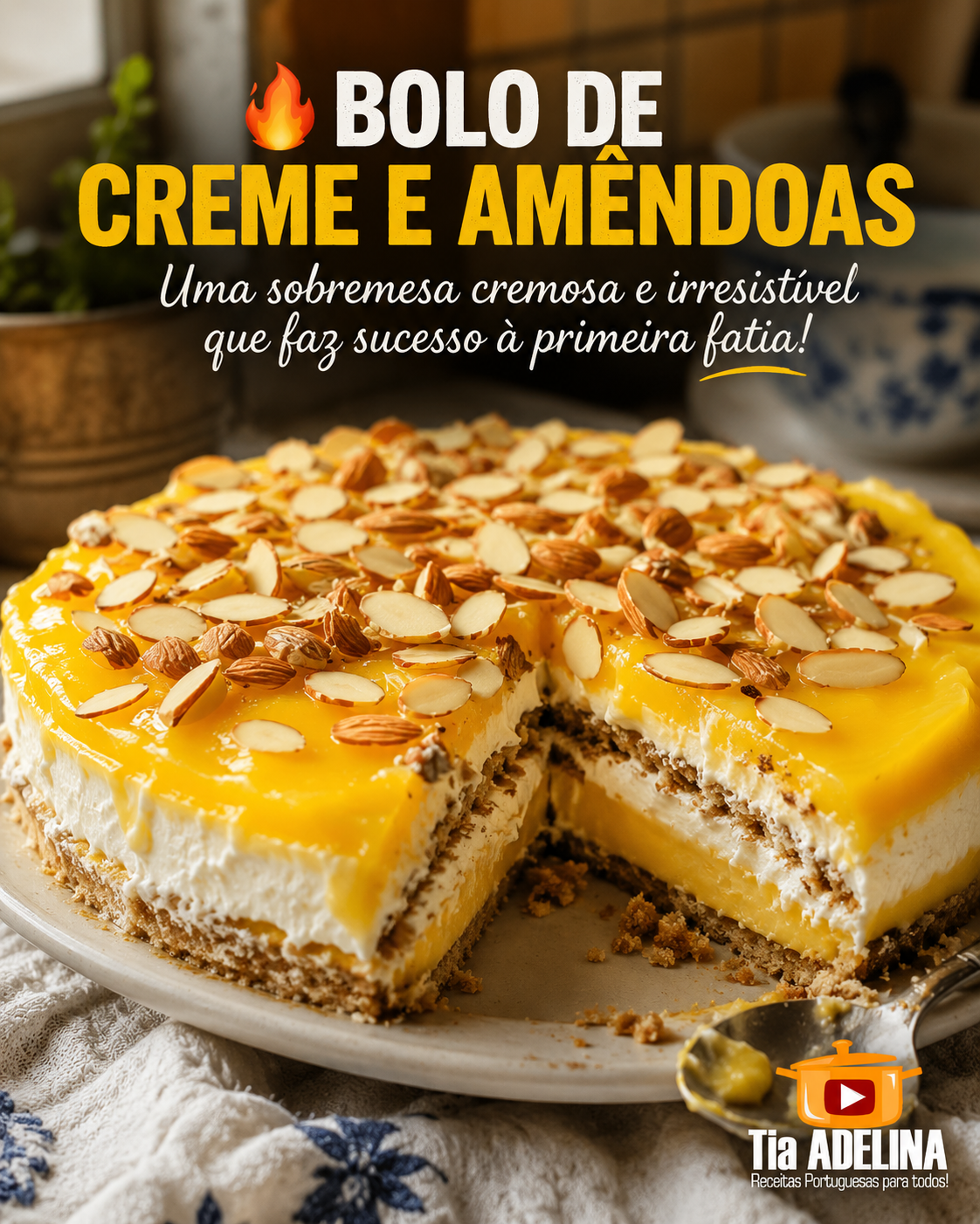 BOLO DE CREME E AMÊNDOAS