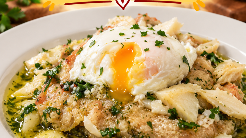Açorda alentejana de bacalhau