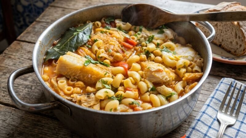 Massada de bacalhau e grão de bico