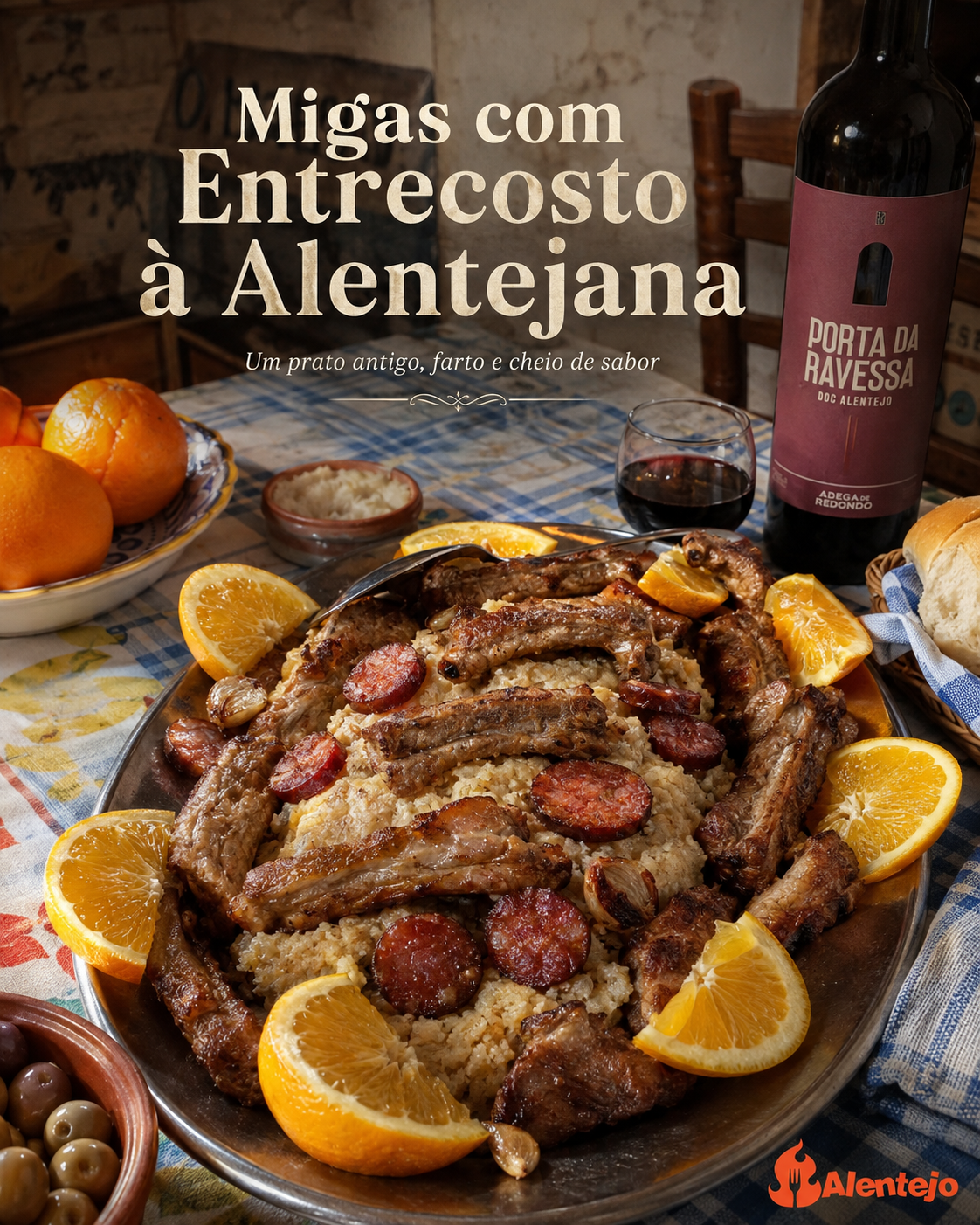 Migas com Entrecosto à Alentejana