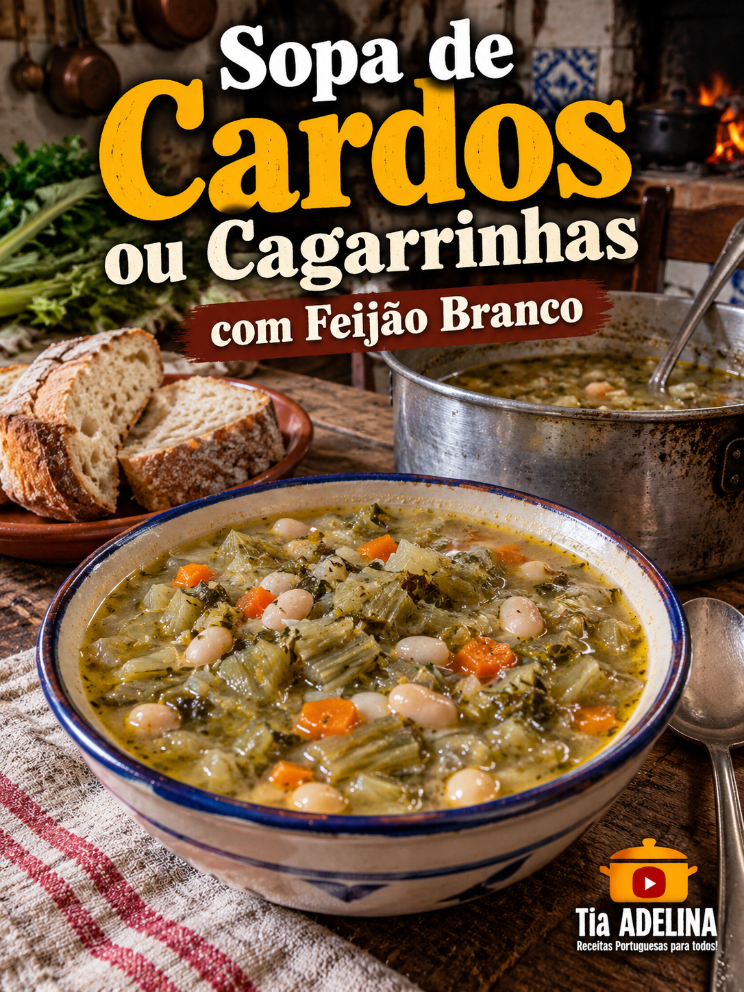 Sopa Cardos ou cagarrinhas com feijão branco