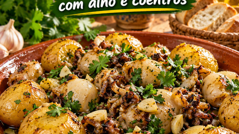 Choquinhos na frigideira com alho e coentros