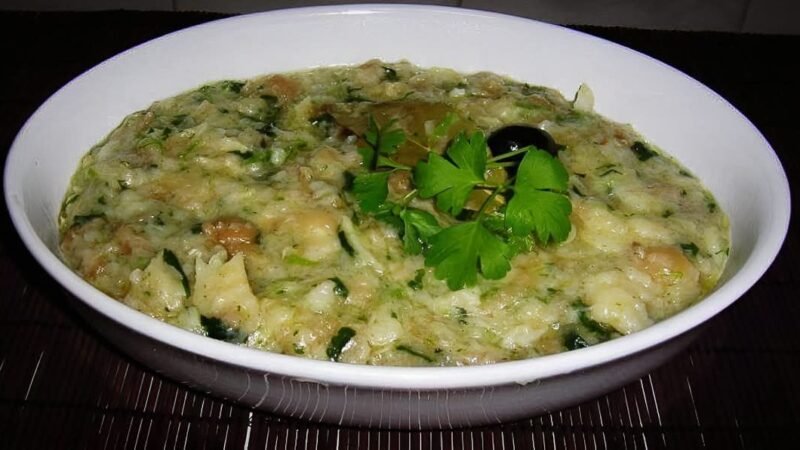 AÇORDA DE BACALHAU E GRELOS