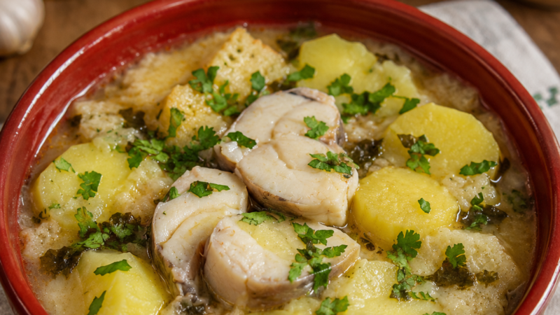 Sopas de Cação com Batata Cozida