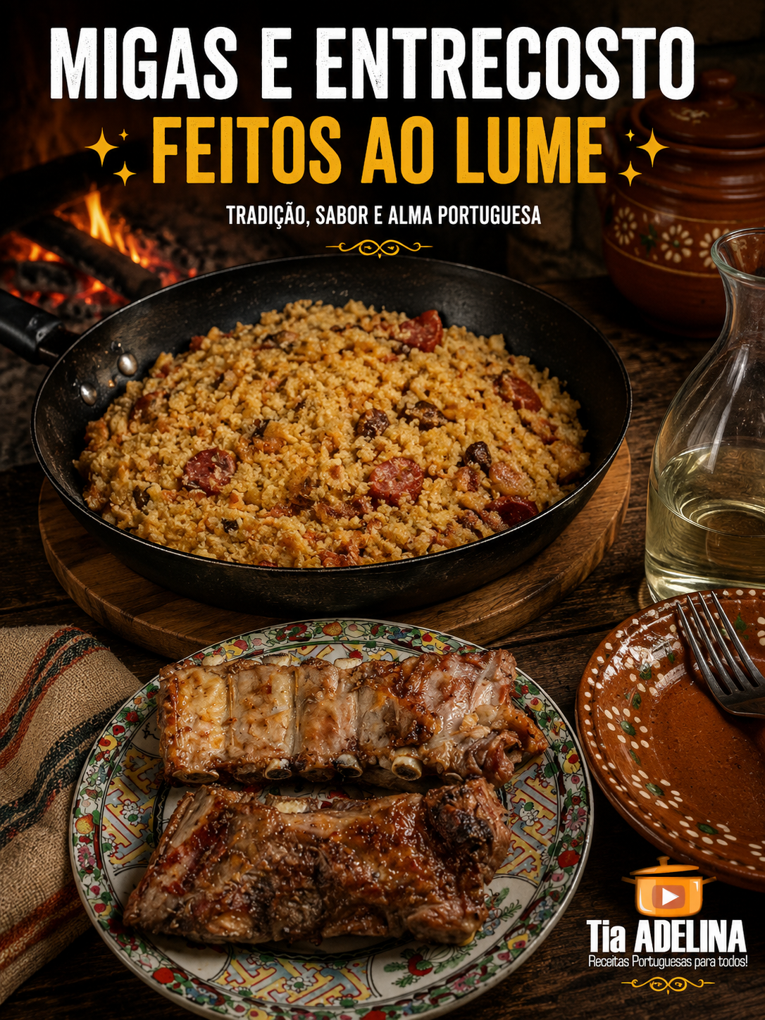 MIGAS E ENTRECOSTO FEITOS AO LUME