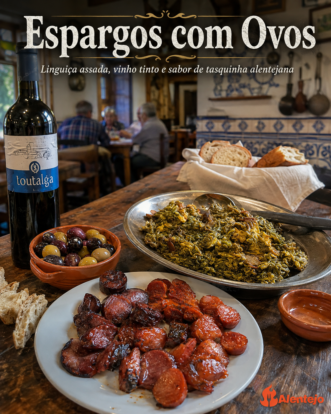 Espargos com Ovos e Linguiça Assada