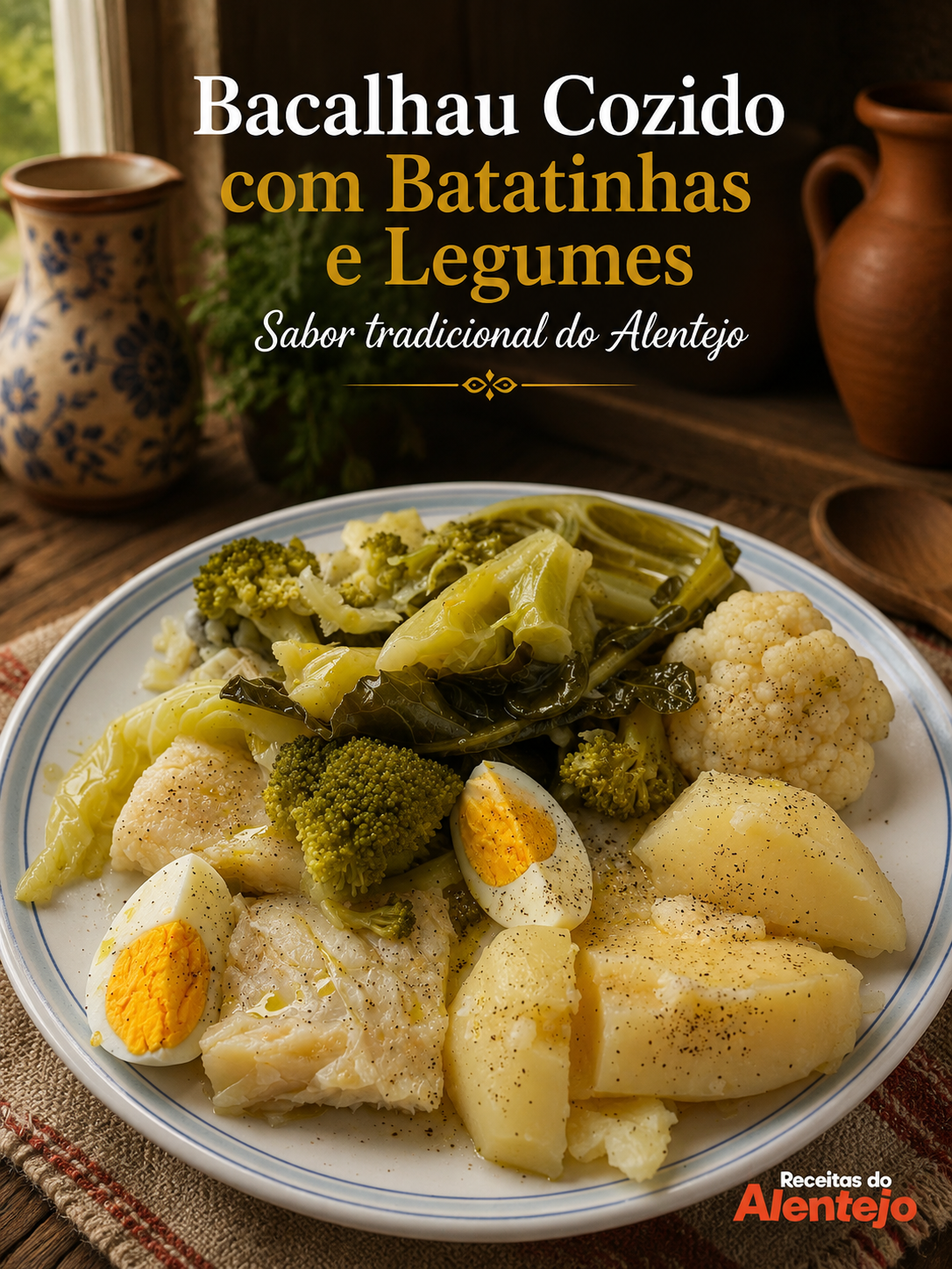 Receita de Bacalhau Cozido com Batatinhas e Legumes