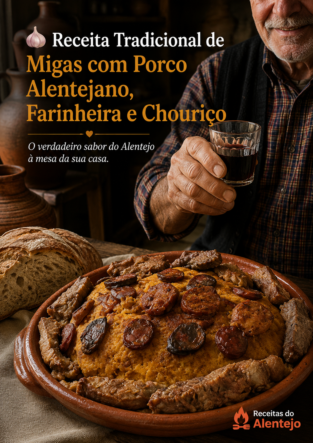 Migas com Porco Alentejano, Farinheira e Chouriço
