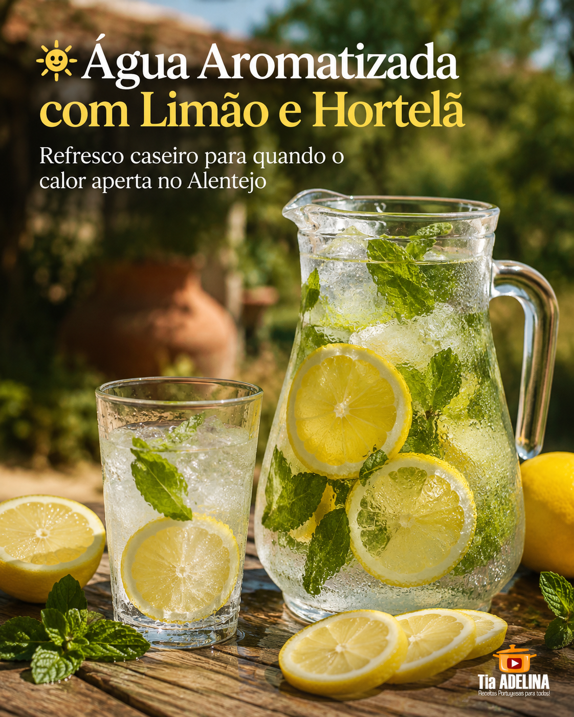 Água Aromatizada com Limão e Hortelã