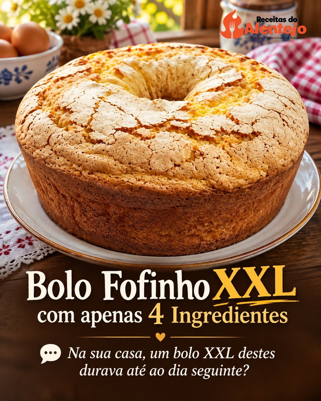 Bolo Fofinho XXL com apenas 4 Ingredientes