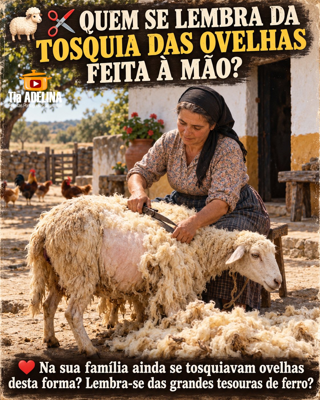 QUEM SE LEMBRA DA TOSQUIA DAS OVELHAS FEITA À MÃO?